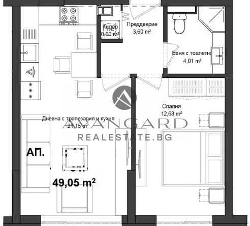 Двустаен апартамент в Пловдив, Кършияка - 58 кв.м за 922 €/кв.м - Снимка #1