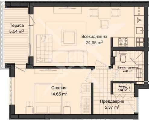 Двустаен апартамент в Пловдив, Кършияка - 78 кв.м за 800 €/кв.м - Снимка #1