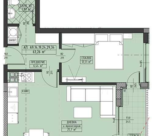 Двустаен апартамент в Пловдив, Христо Смирненски - 74 кв.м за 1149 €/кв.м - Снимка #1