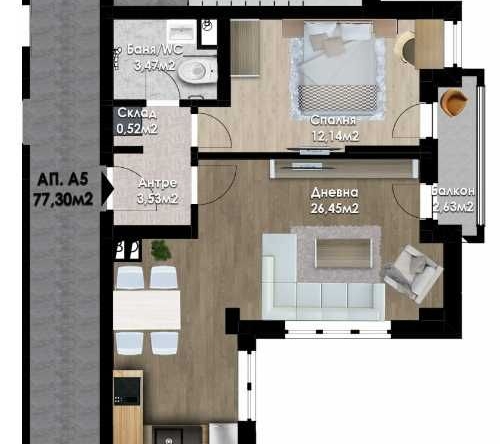 Двустаен апартамент в Пловдив, Кючук Париж - 77 кв.м за 886 €/кв.м - Снимка #1