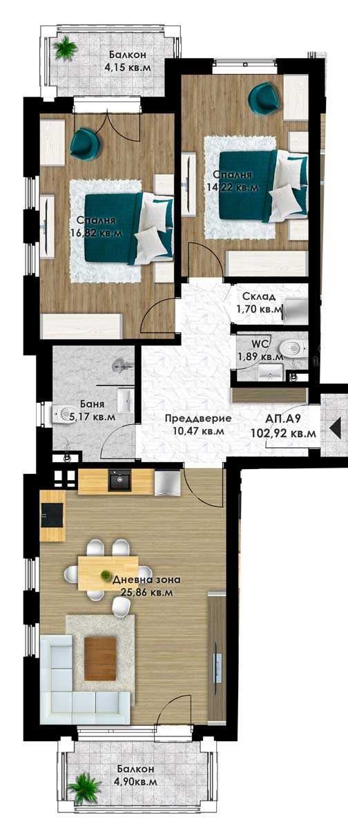 Тристаен апартамент в Пловдив, Остромила - 120 кв.м за 971 €/кв.м - Снимка #1