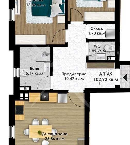 Тристаен апартамент в Пловдив, Остромила - 120 кв.м за 947 €/кв.м - Снимка #1