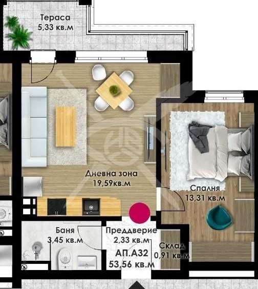 Двустаен апартамент в Пловдив, Коматево - 61 кв.м за 668 €/кв.м - Снимка #1