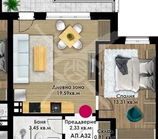 Двустаен апартамент в Пловдив, Коматево - 61 кв.м за 668 €/кв.м - Снимка #1