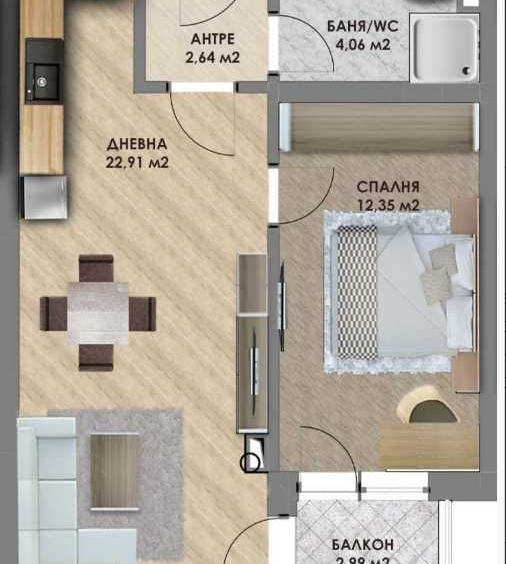 Двустаен апартамент в Пловдив, Христо Смирненски - 63 кв.м за 754 €/кв.м - Снимка #1