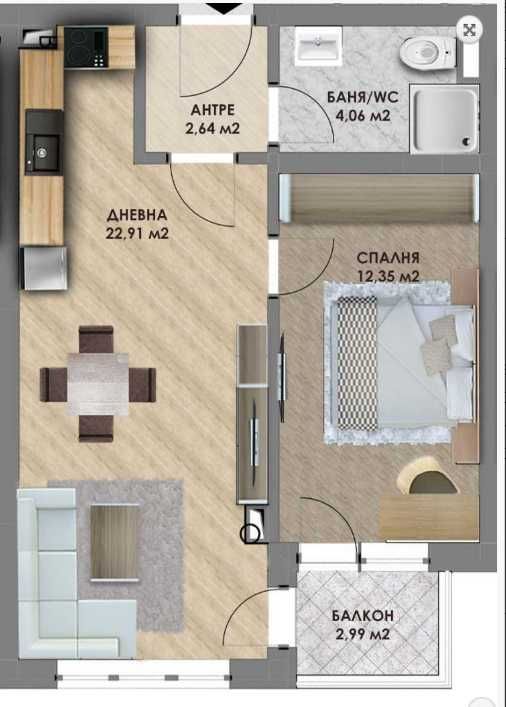 Двустаен апартамент в Пловдив, Христо Смирненски - 63 кв.м за 754 €/кв.м - Снимка #1