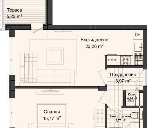 Двустаен апартамент в Пловдив, Гагарин - 74 кв.м за 1050 €/кв.м - Снимка #1