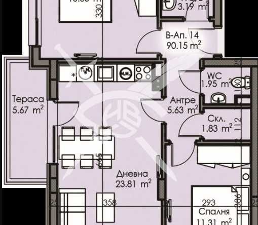 Тристаен апартамент в Бургас, Изгрев - 90 кв.м за 1303 €/кв.м - Снимка #1