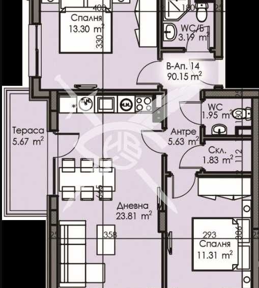 Тристаен апартамент в Бургас, Изгрев - 90 кв.м за 1303 €/кв.м - Снимка #1