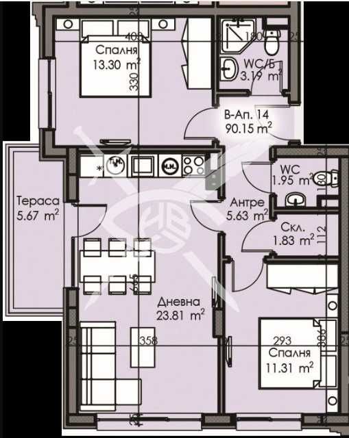 Тристаен апартамент в Бургас, Изгрев - 90 кв.м за 1303 €/кв.м - Снимка #1