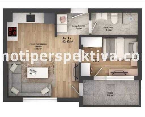 Двустаен апартамент в Пловдив, Кършияка - 58 кв.м за 1207 €/кв.м - Снимка #1