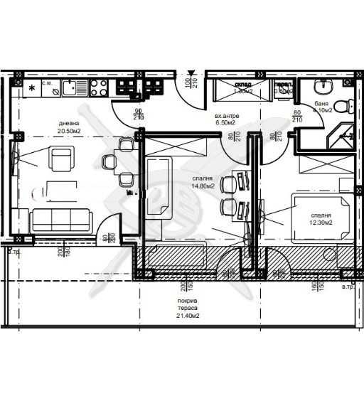 Тристаен апартамент в Пловдив, Южен - 110 кв.м за 1364 €/кв.м - Снимка #1