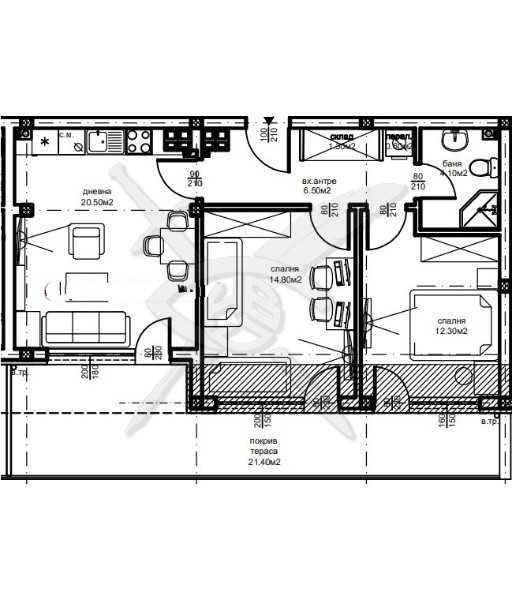 Тристаен апартамент в Пловдив, Южен - 110 кв.м за 1364 €/кв.м - Снимка #1