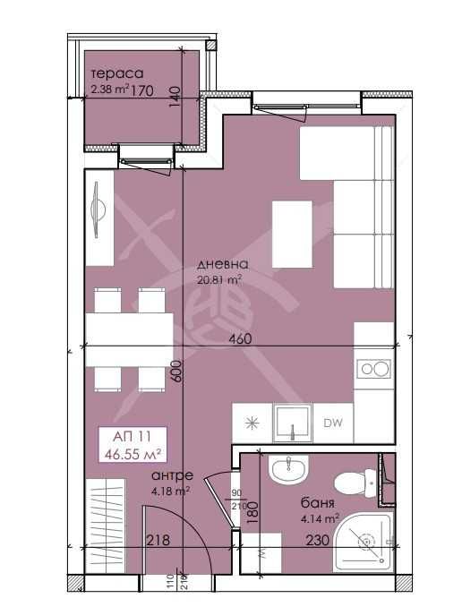 Едностаен апартамент в Созопол - 46 кв.м за 1424 €/кв.м - Снимка #1