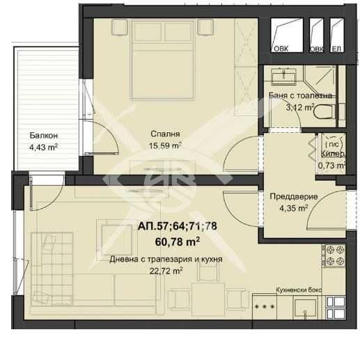 Двустаен апартамент в Пловдив, Кючук Париж - 71 кв.м за 887 €/кв.м - Снимка #1