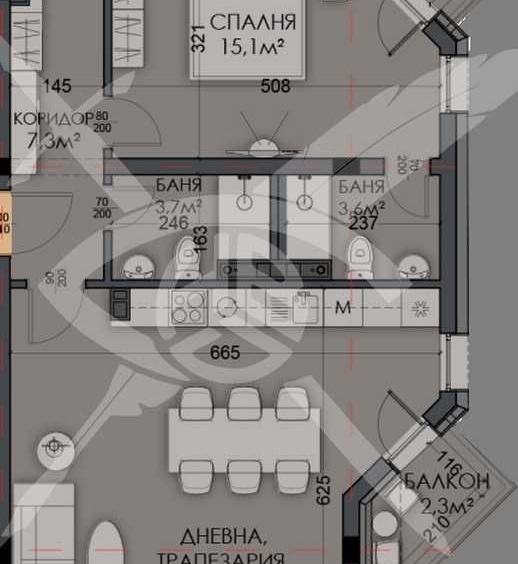 Тристаен апартамент в Варна, Виница - 111 кв.м за 1289 €/кв.м - Снимка #1