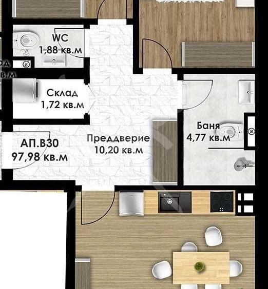 Тристаен апартамент в Пловдив, Остромила - 112 кв.м за 792 €/кв.м - Снимка #1