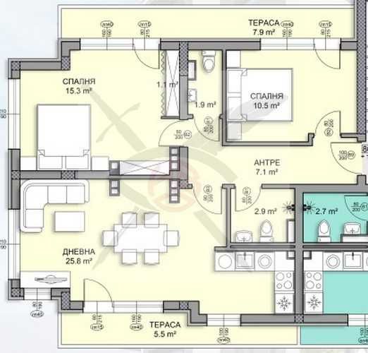 Тристаен апартамент в София, Дървеница - 123 кв.м за 1916 €/кв.м - Снимка #1