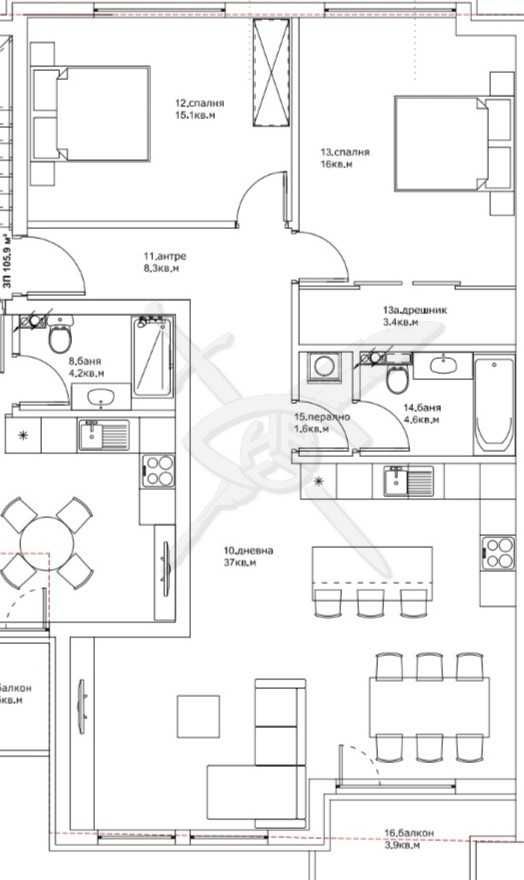 Тристаен апартамент в Пловдив, Кючук Париж - 128 кв.м за 739 €/кв.м - Снимка #1