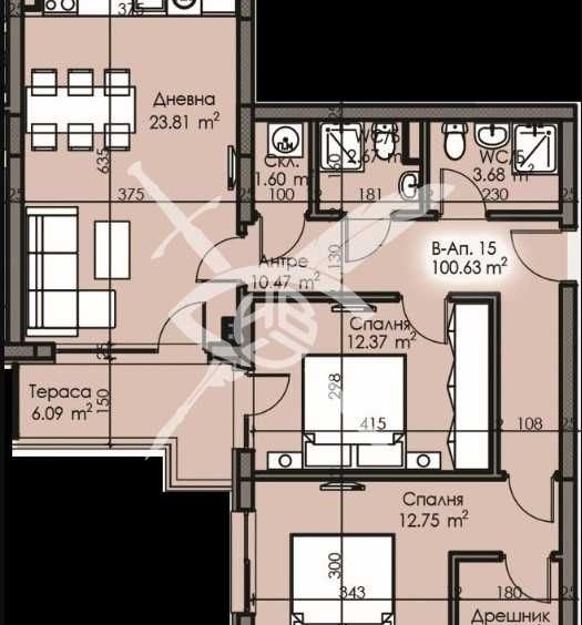 Тристаен апартамент в Бургас, Изгрев - 100 кв.м за 1208 €/кв.м - Снимка #1