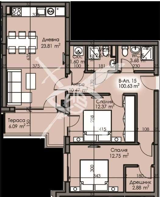 Тристаен апартамент в Бургас, Изгрев - 100 кв.м за 1208 €/кв.м - Снимка #1