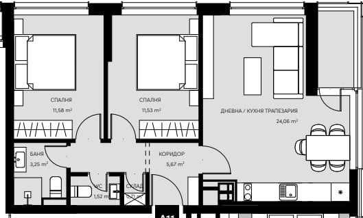 Тристаен апартамент в София, Хладилника - 94 кв.м за 950 €/кв.м - Снимка #1