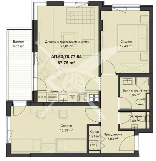 Тристаен апартамент в Пловдив, Кючук Париж - 101 кв.м за 900 €/кв.м - Снимка #1