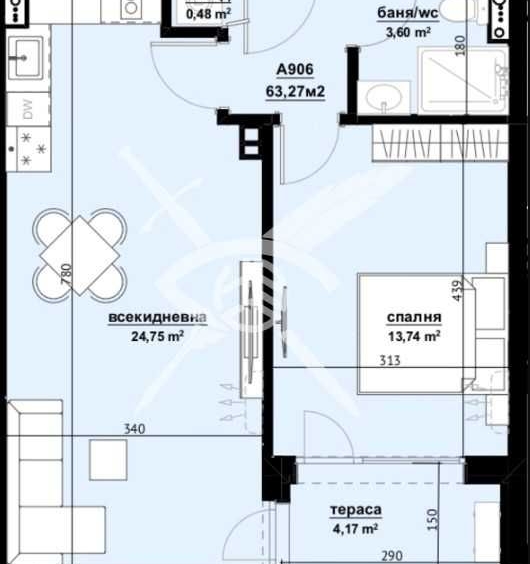 Двустаен апартамент в Бургас, Изгрев - 63 кв.м за 648 €/кв.м - Снимка #1