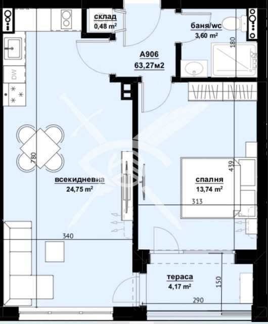 Двустаен апартамент в Бургас, Изгрев - 63 кв.м за 1191 €/кв.м - Снимка #1
