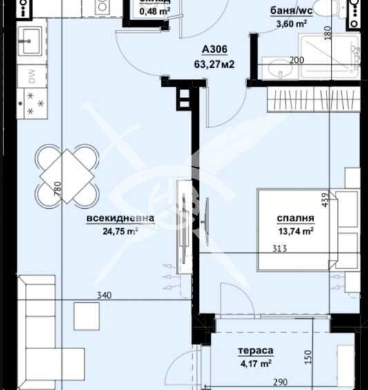 Двустаен апартамент в Бургас, Изгрев - 63 кв.м за 1239 €/кв.м - Снимка #1