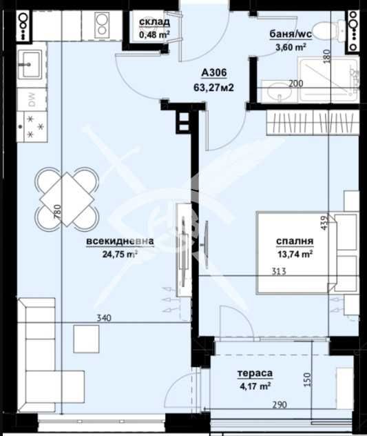 Двустаен апартамент в Бургас, Изгрев - 63 кв.м за 1239 €/кв.м - Снимка #1