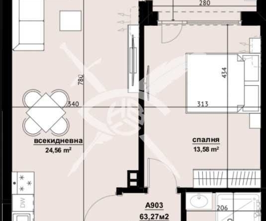 Двустаен апартамент в Бургас, Изгрев - 63 кв.м за 1191 €/кв.м - Снимка #1