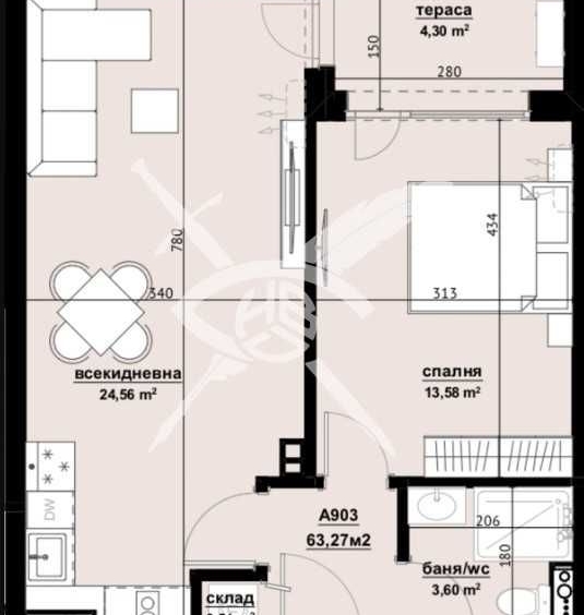 Двустаен апартамент в Бургас, Изгрев - 63 кв.м за 1191 €/кв.м - Снимка #1
