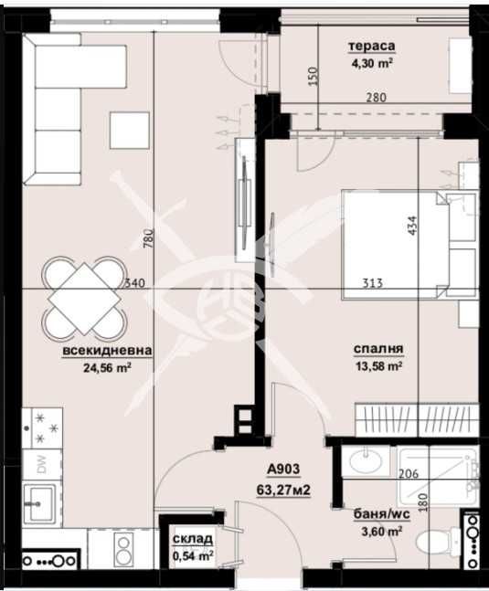 Двустаен апартамент в Бургас, Изгрев - 63 кв.м за 1191 €/кв.м - Снимка #1