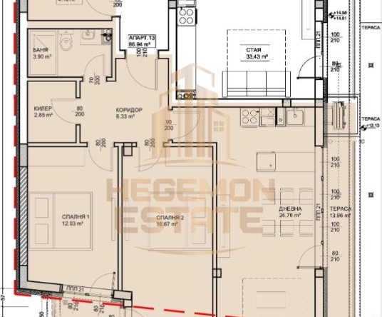 Тристаен апартамент в Варна, Левски - 119 кв.м за 1755 €/кв.м - Снимка #1