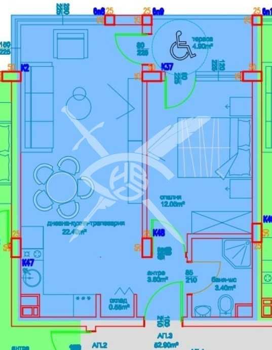 Двустаен апартамент в Бургас, Славейков - 63 кв.м за 1073 €/кв.м - Снимка #1