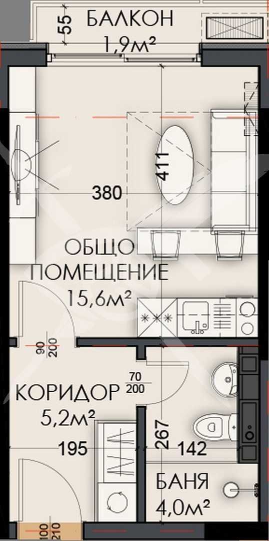 Едностаен апартамент в Варна, Виница - 38 кв.м за 677 €/кв.м - Снимка #1