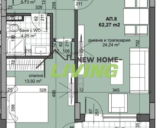 Двустаен апартамент в Пловдив, Тракия - 73 кв.м за 1644 €/кв.м - Снимка #1