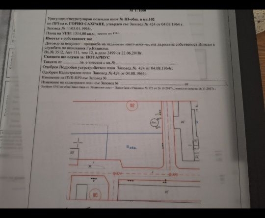 Парцел в с. Горно Сахране, Област Стара Загора - 1314 кв.м за 21 €/кв.м - Снимка #1