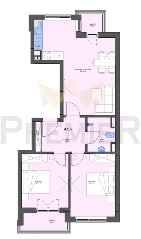 Тристаен апартамент в София, Кръстова вада - 100 кв.м за 3190 €/кв.м - Снимка #1