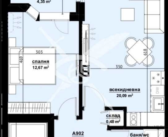 Едностаен апартамент в Бургас, Изгрев - 58 кв.м за 1242 €/кв.м - Снимка #1