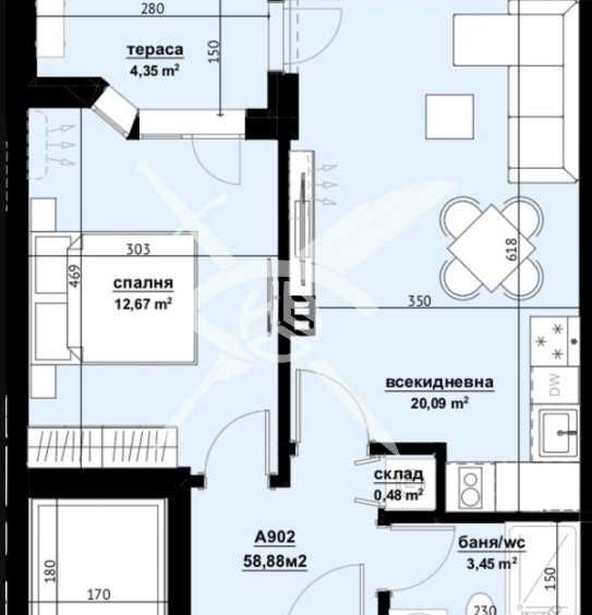 Едностаен апартамент в Бургас, Изгрев - 58 кв.м за 1242 €/кв.м - Снимка #1