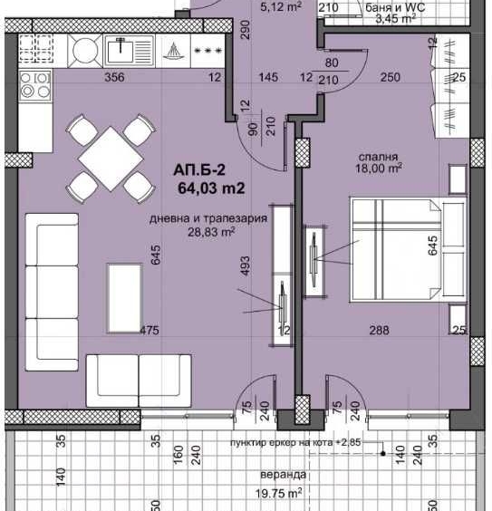 Двустаен апартамент в Пловдив, Остромила - 74 кв.м за 789 €/кв.м - Снимка #1