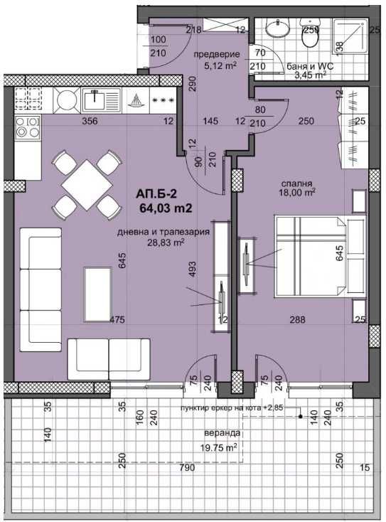 Двустаен апартамент в Пловдив, Остромила - 74 кв.м за 789 €/кв.м - Снимка #1