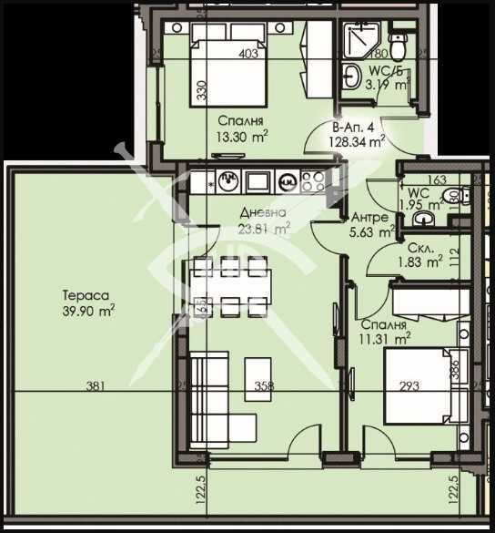 Тристаен апартамент в Бургас, Изгрев - 128 кв.м за 1204 €/кв.м - Снимка #1