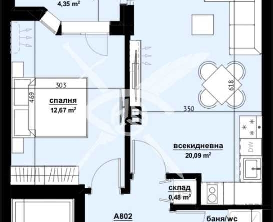 Двустаен апартамент в Бургас, Изгрев - 58 кв.м за 704 €/кв.м - Снимка #1