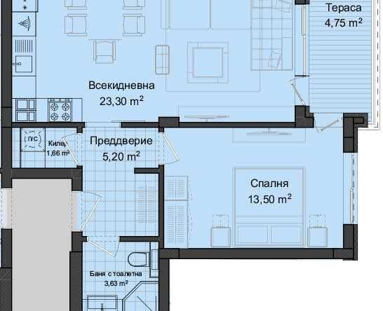 Двустаен апартамент в Пловдив, Гагарин - 71 кв.м за 850 €/кв.м - Снимка #1