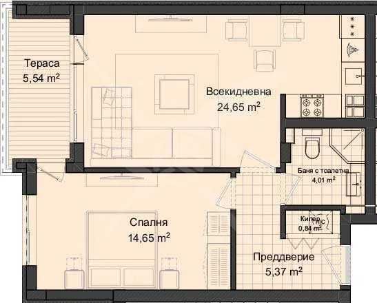 Двустаен апартамент в Пловдив, Гагарин - 72 кв.м за 719 €/кв.м - Снимка #1