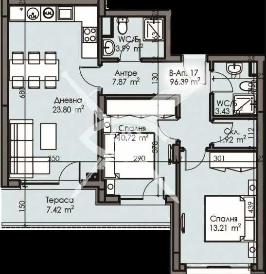 Тристаен апартамент в Бургас, Изгрев - 96 кв.м за 1306 €/кв.м - Снимка #1