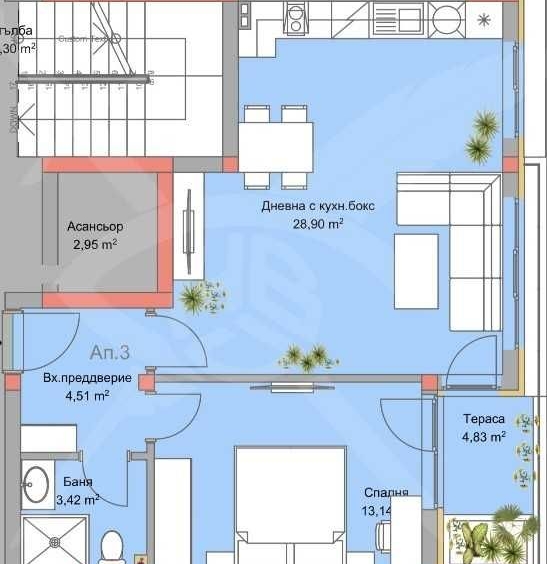 Двустаен апартамент в Асеновград - 60 кв.м за 1029 €/кв.м - Снимка #1
